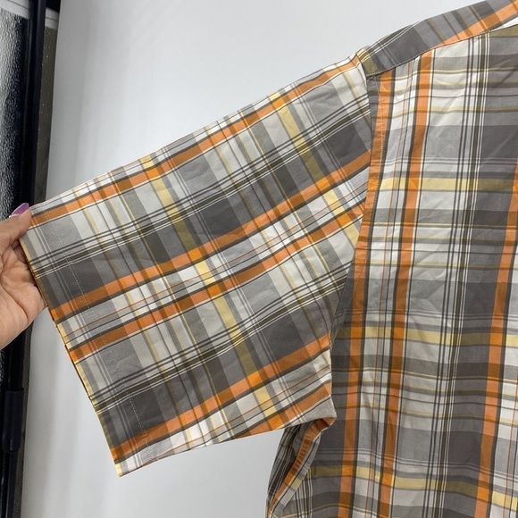 Cabelas orange brown short sleeve button down casual outdoor Gorpcore large Tall - Picture 3 of 6